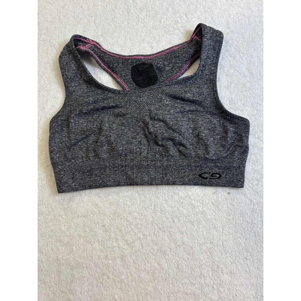 C9 Champion‎ Womens Heather Gray Racerback Sports Bra Pink Trim Size M
